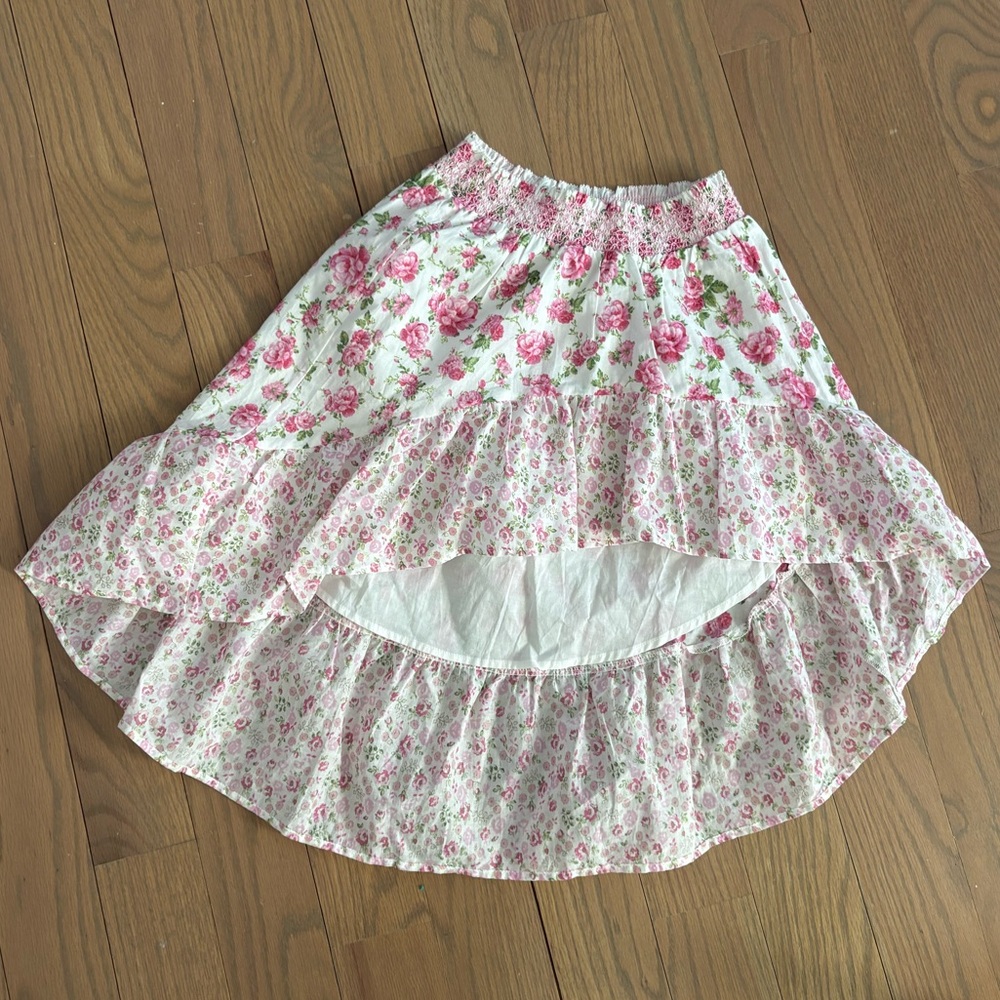 American Girl x LoveShackFancy Pink and White Floral A-Line Skirt